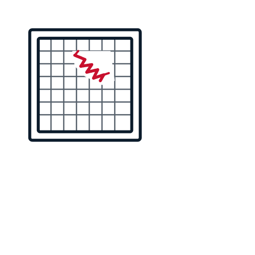Icon showing torn window screen from hail impact