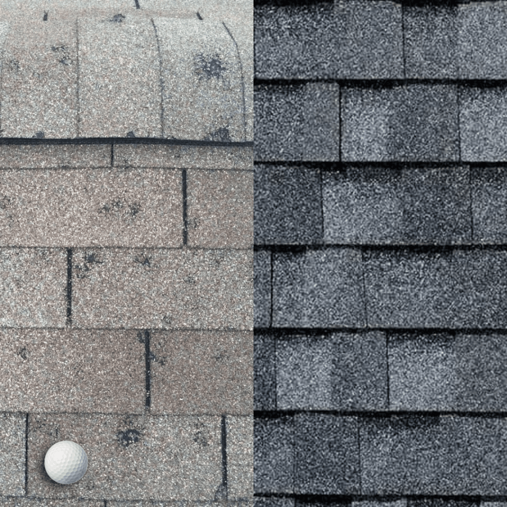 Storm Damaged Roof Replacement Before & After OKC