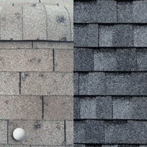 Storm Damaged Roof Replacement Before & After OKC