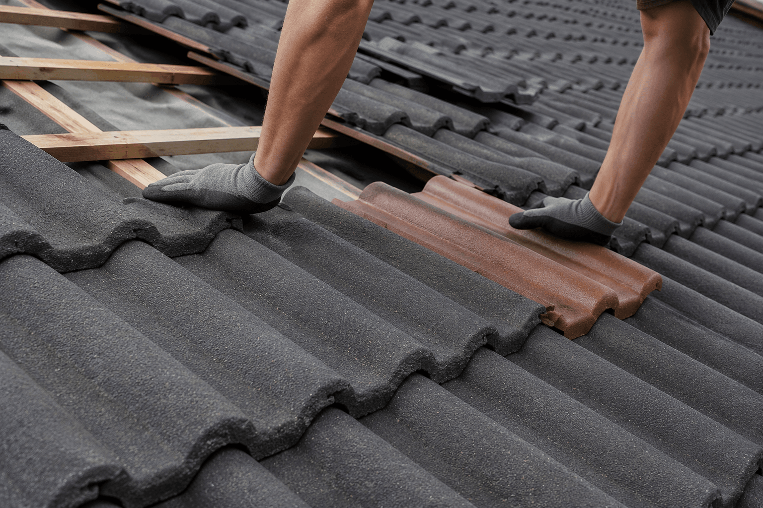 Roof Tile Installation in Progress
