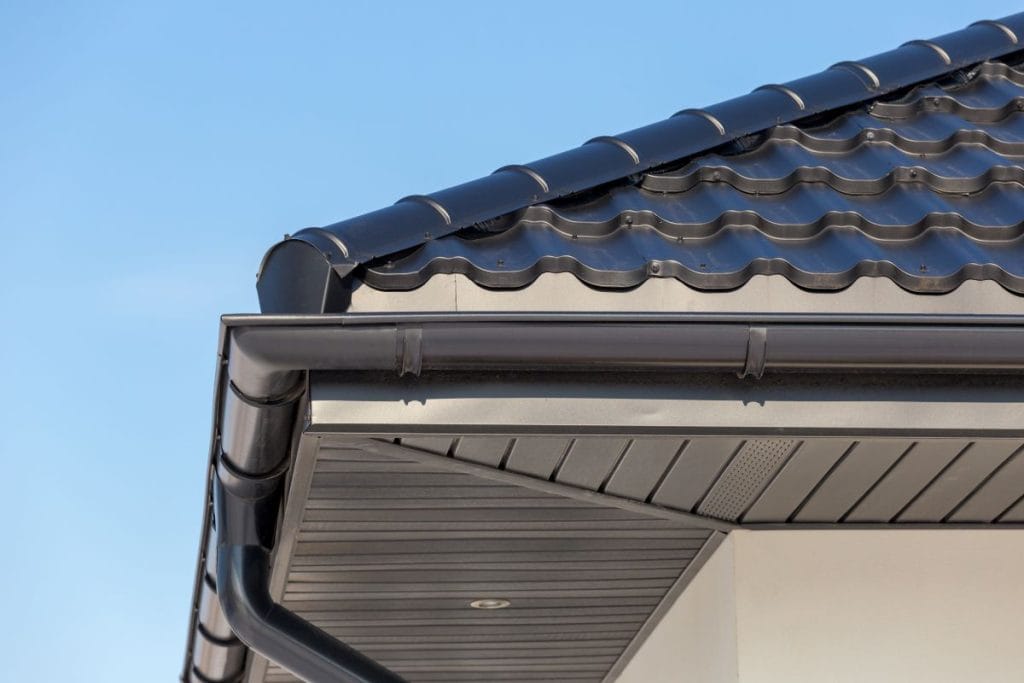 grey gutter metallic shingles
